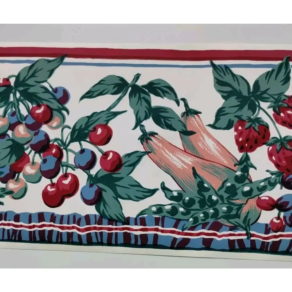 York Pre-pasted Decorative Border -5yds - Vegetables Fruits Floral